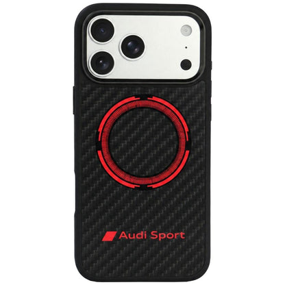 Audi RSQ Carbon Fiber Sport Red Circle MagSafe Case for iPhone 18 Pro Max / 17 Pro Max - Black_0