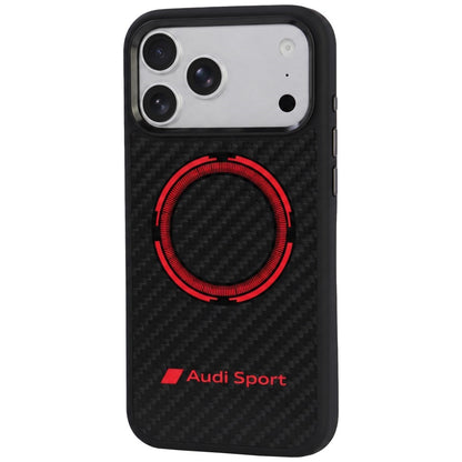 Audi RSQ Carbon Fiber Sport Red Circle MagSafe Case for iPhone 18 Pro Max / 17 Pro Max - Black_1