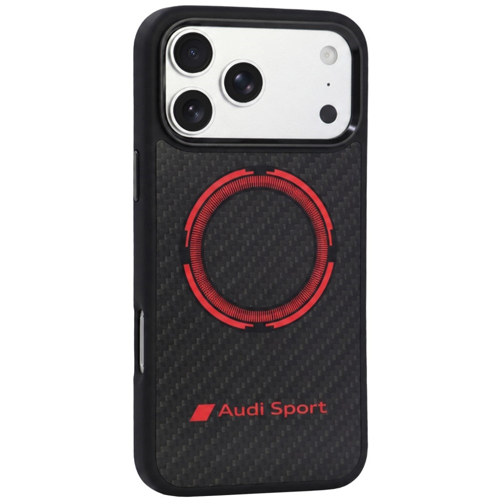 Audi RSQ Carbon Fiber Sport Red Circle MagSafe Case for iPhone 18 Pro Max / 17 Pro Max - Black_2