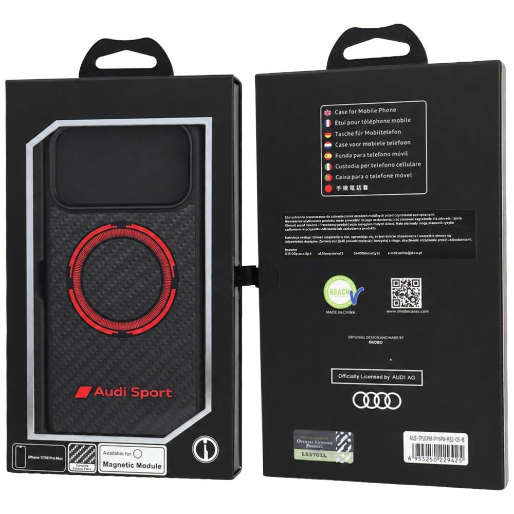 Audi RSQ Carbon Fiber Sport Red Circle MagSafe Case for iPhone 18 Pro Max / 17 Pro Max - Black_3