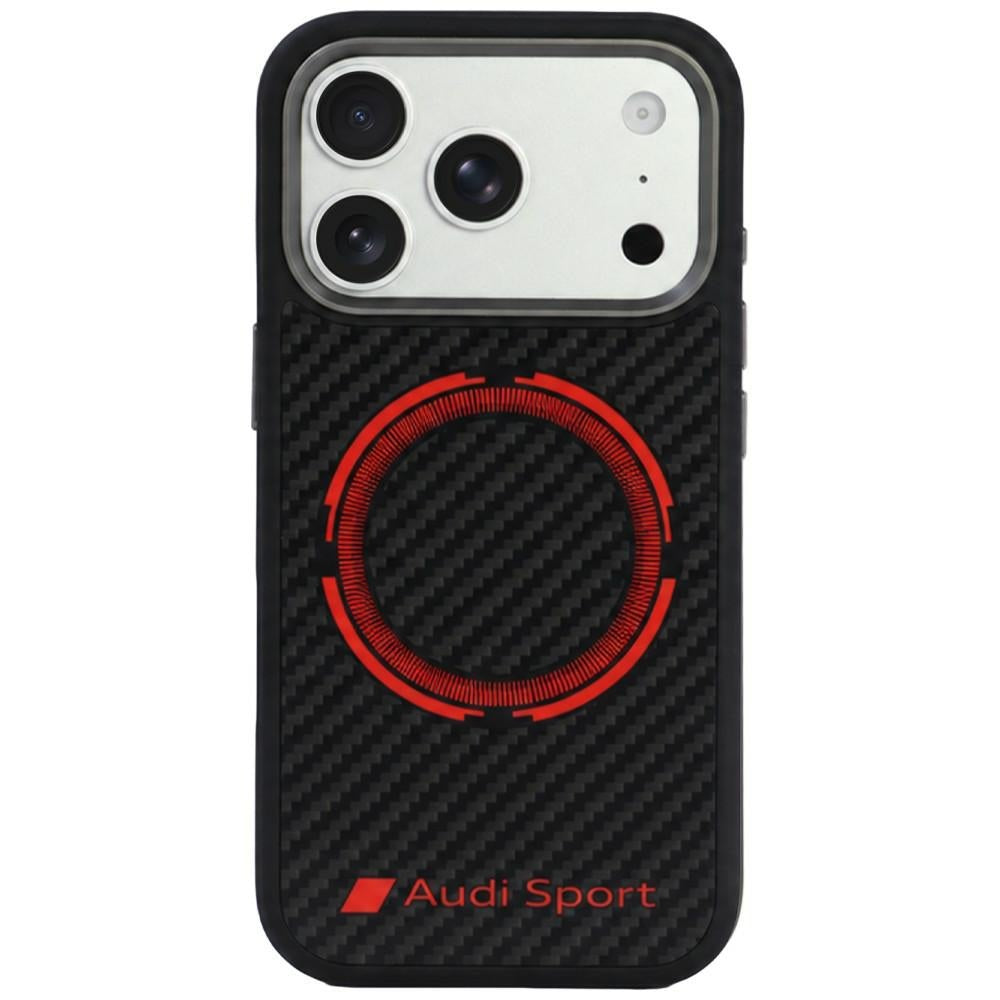 Audi RSQ Carbon Fiber Sport Red Circle MagSafe Case for iPhone 18 Pro / 17 Pro - Black_0