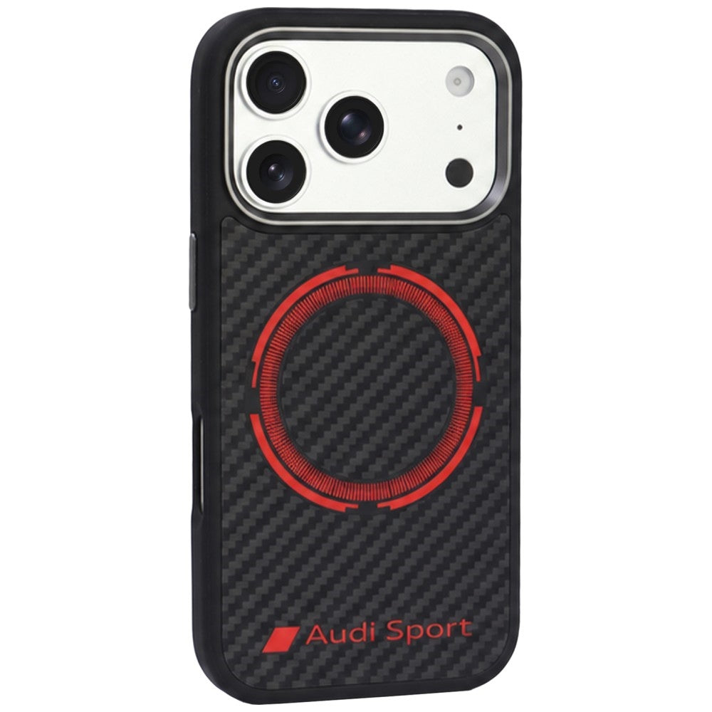 Audi RSQ Carbon Fiber Sport Red Circle MagSafe Case for iPhone 18 Pro / 17 Pro - Black_1