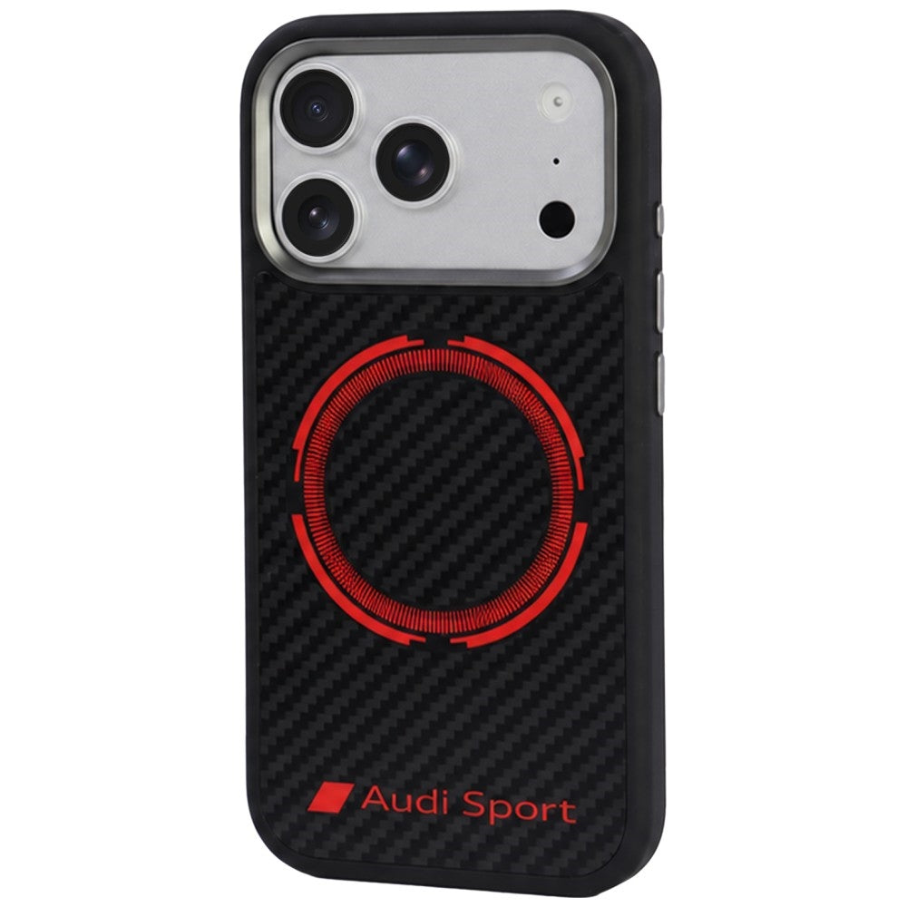 Audi RSQ Carbon Fiber Sport Red Circle MagSafe Case for iPhone 18 Pro / 17 Pro - Black_2