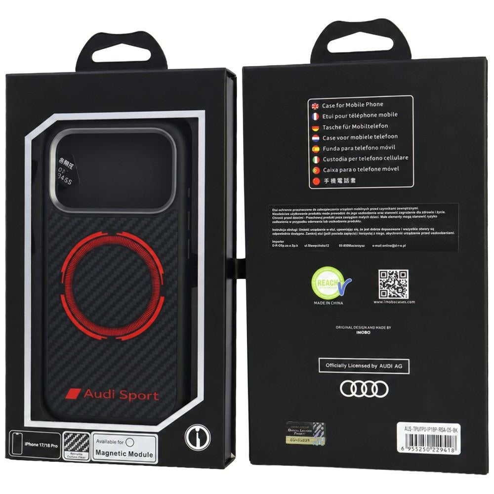 Audi RSQ Carbon Fiber Sport Red Circle MagSafe Case for iPhone 18 Pro / 17 Pro - Black_3