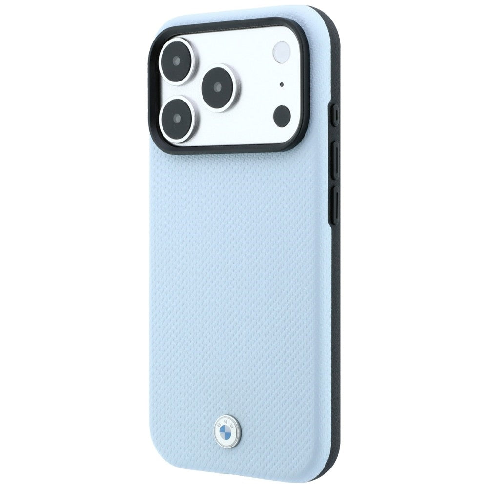 Etui BMW Kevlar Metal Logo MagSafe na iPhone 18 Pro / 17 Pro - niebieskie_1