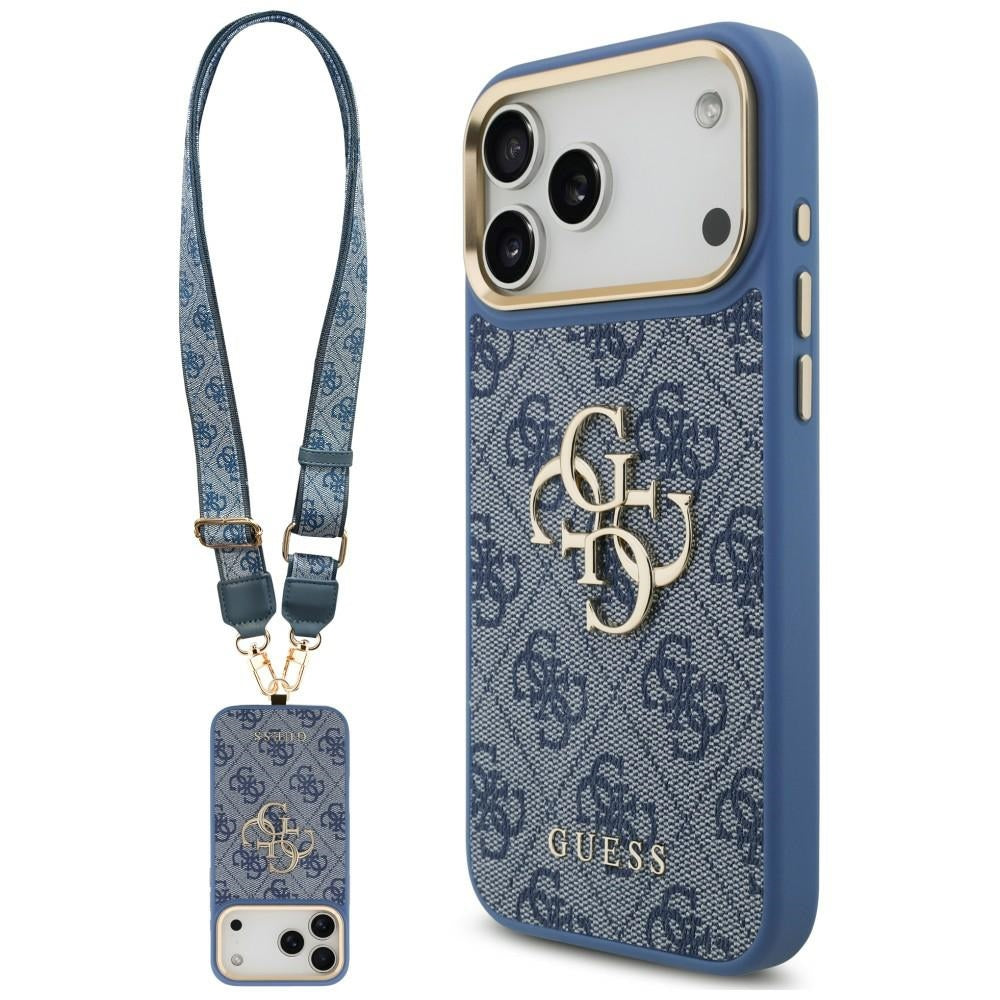 Etui Guess 4G Big 4G Classic Logo Big Strap Metal Buttons na iPhone 18 Pro Max / 17 Pro Max - niebieskie_0