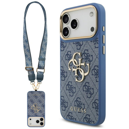 Etui Guess 4G Big 4G Classic Logo Big Strap Metal Buttons na iPhone 18 Pro Max / 17 Pro Max - niebieskie_0