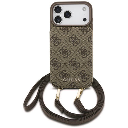 Etui Guess 4G Cardslots & Magnetic Closure Crossbody na iPhone 18 Pro / 17 Pro - brązowe_0