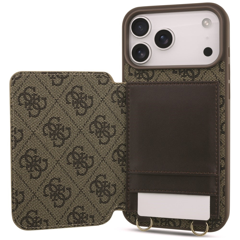 Etui Guess 4G Cardslots & Magnetic Closure Crossbody na iPhone 18 Pro Max / 17 Pro Max - brązowe_4