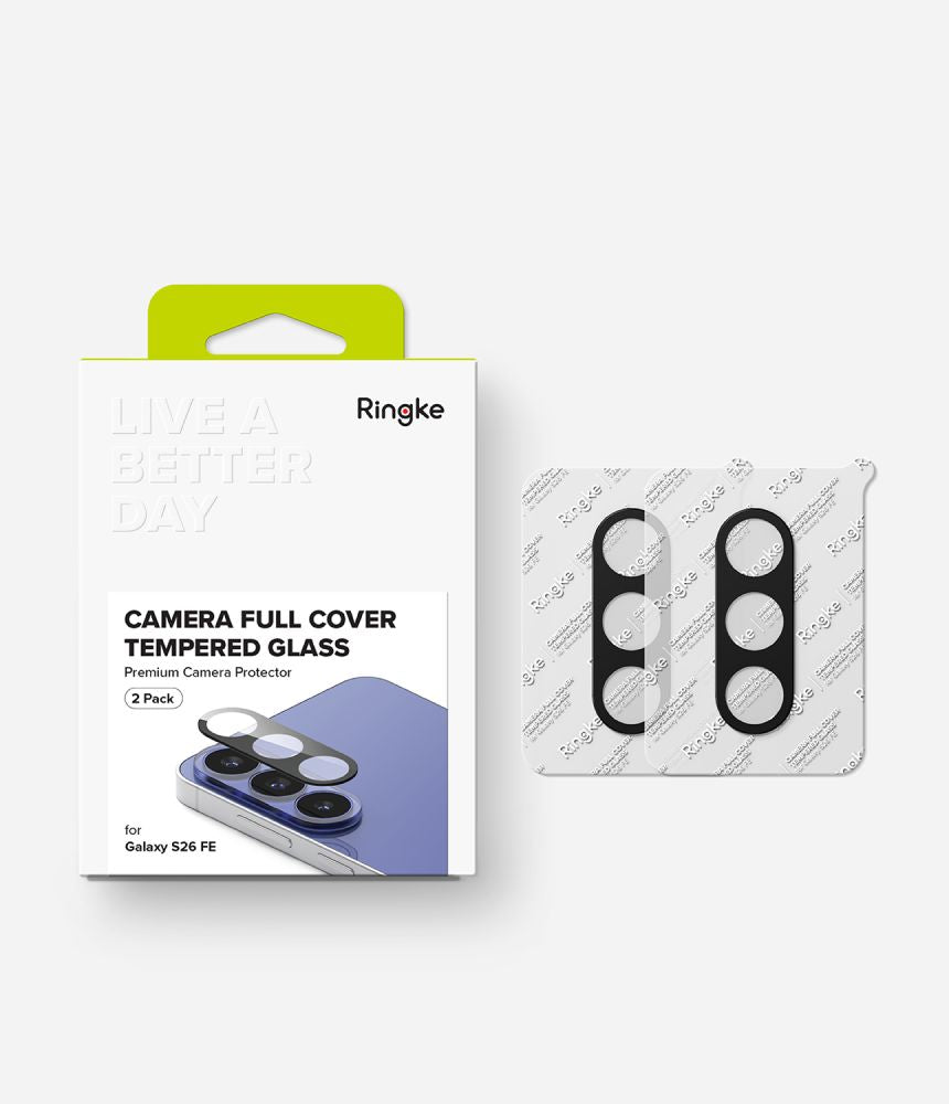 Ringke Camera Full Cover 2-Pack Tempered Glass for Samsung Galaxy S26 FE - Black_7