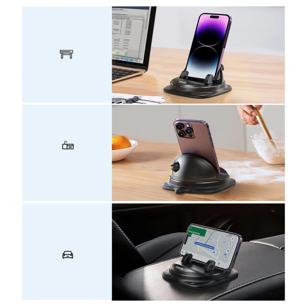 Joyroom JR-ZS354 phone holder with suction cup for car, office, home - black - OUTLET_5