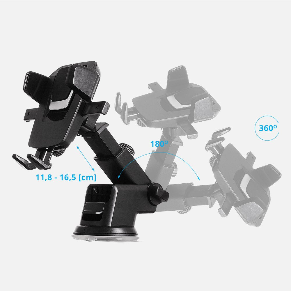 Telescopic Car Mount Phone Holder Dashboard or Windshield for black - OUTLET_4
