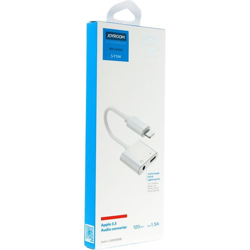 Joyroom S-Y104 headphone adapter Lightning - Lightning / mini jack 3.5mm - white - OUTLET_4