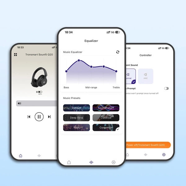 Tronsmart SOUNFII Q20S Hybrid ANC Wireless Headphones with Active Noise Cancelling - White - OUTLET_15