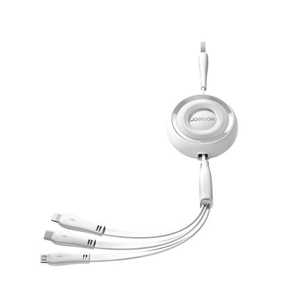 Joyroom Colorful Series S-A40 Cable Retractable 3in1 USB-A - USB-C / Lightning / Micro USB 1m - White - OUTLET_0