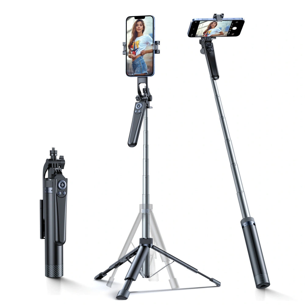 Selfie stick Wozinsky WC1Y70S telescopic tripod 1.7m with phone holder - black - OUTLET_0