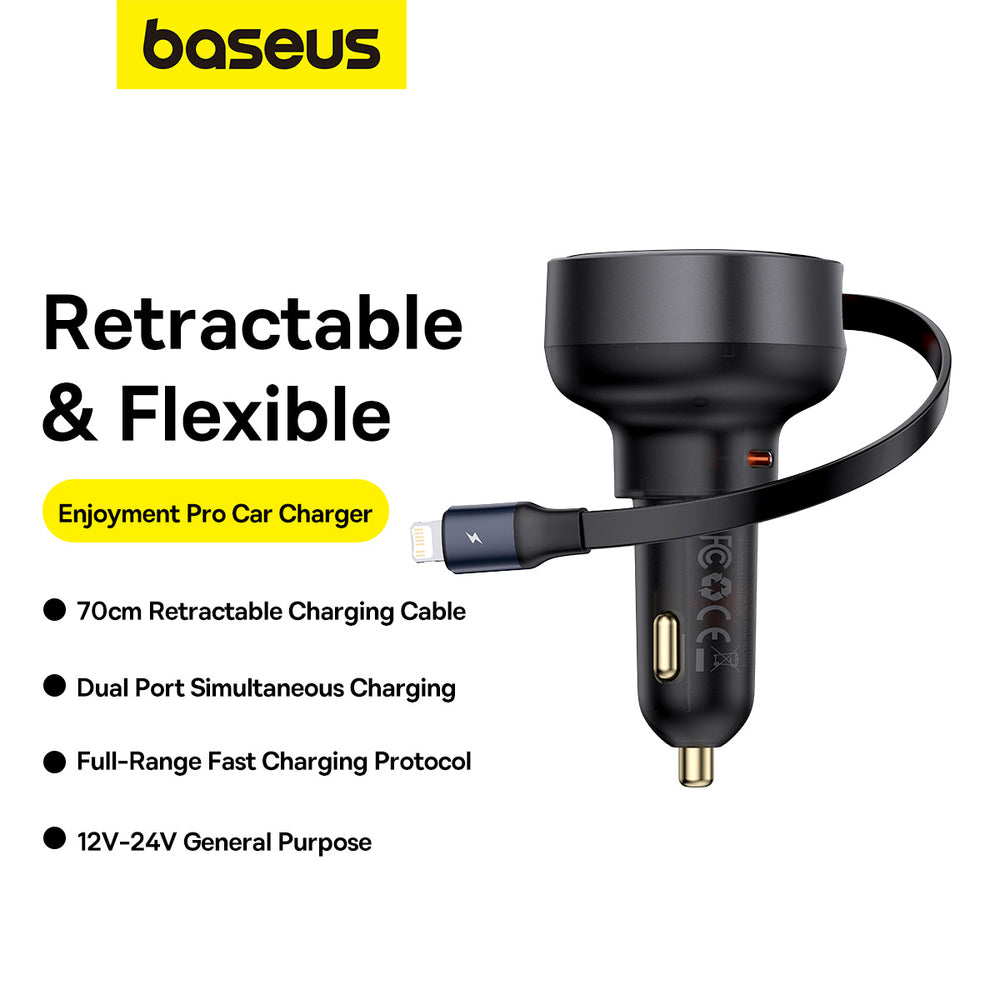 Baseus Enjoyment Pro USB-C (Female) / Lightning (Male) 60W Car Charger - Black - OUTLET_10