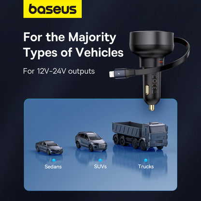 Baseus Enjoyment Pro USB-C (Female) / Lightning (Male) 60W Car Charger - Black - OUTLET_15