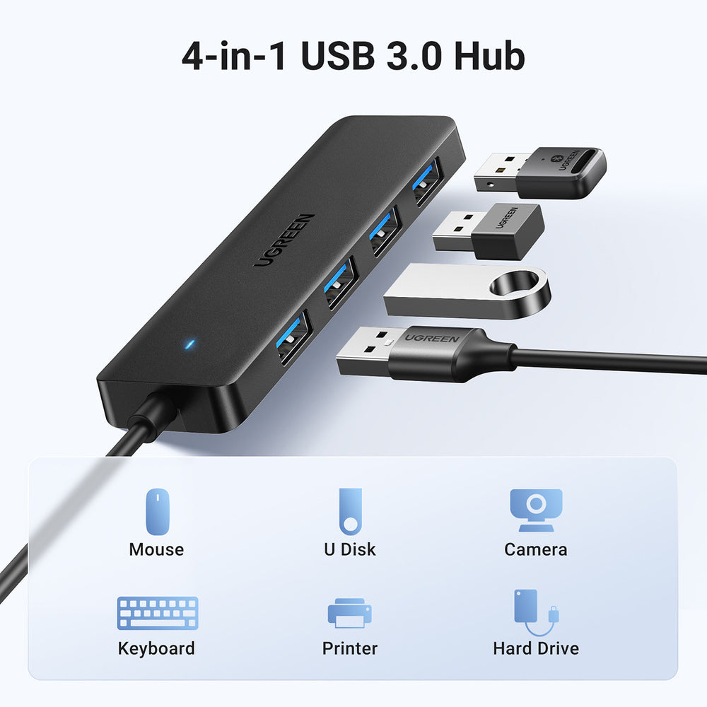 HUB Ugreen CM219 25851 with 4 USB-A 3.0 ports and USB-A 3.0 cable 15cm - black - OUTLET_2