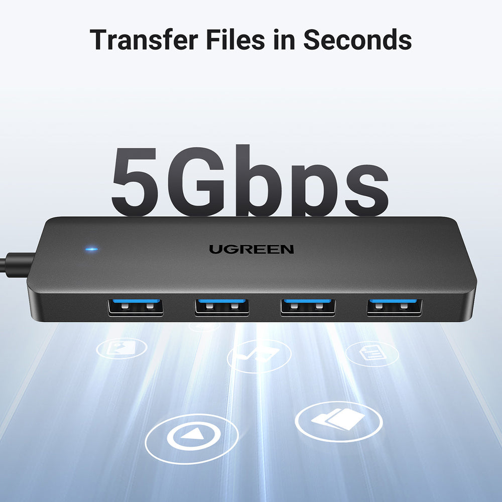 HUB Ugreen CM219 25851 with 4 USB-A 3.0 ports and USB-A 3.0 cable 15cm - black - OUTLET_3