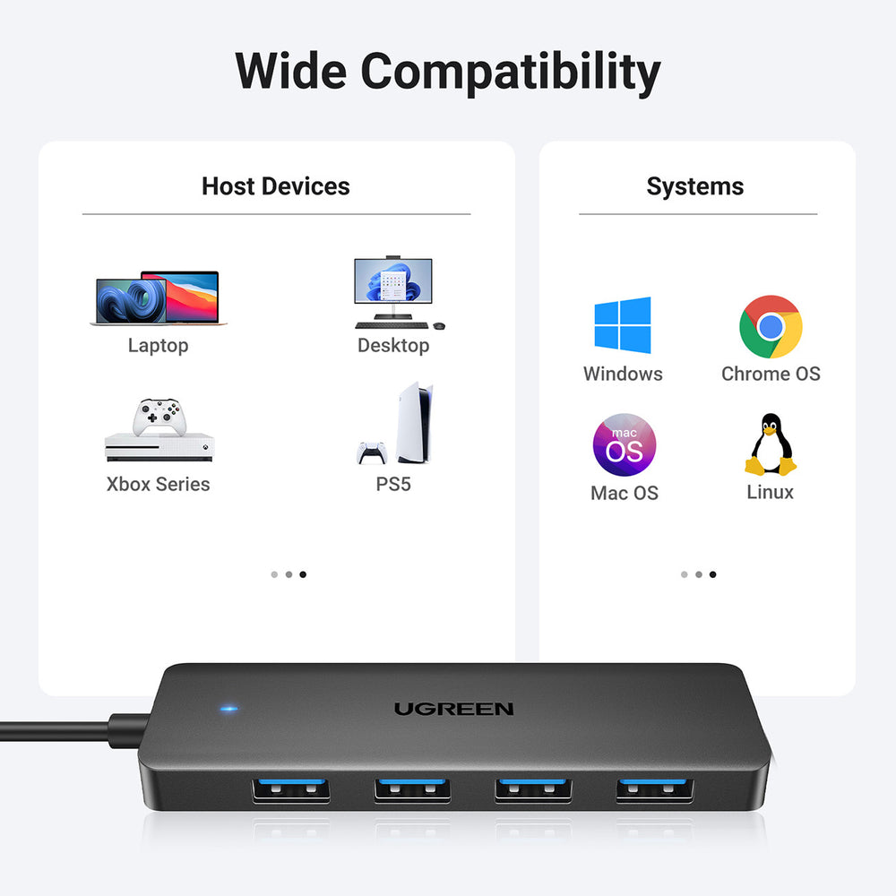 HUB Ugreen CM219 25851 with 4 USB-A 3.0 ports and USB-A 3.0 cable 15cm - black - OUTLET_4