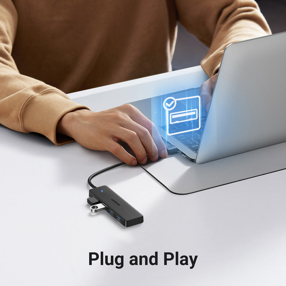 HUB Ugreen CM219 25851 with 4 USB-A 3.0 ports and USB-A 3.0 cable 15cm - black - OUTLET_5