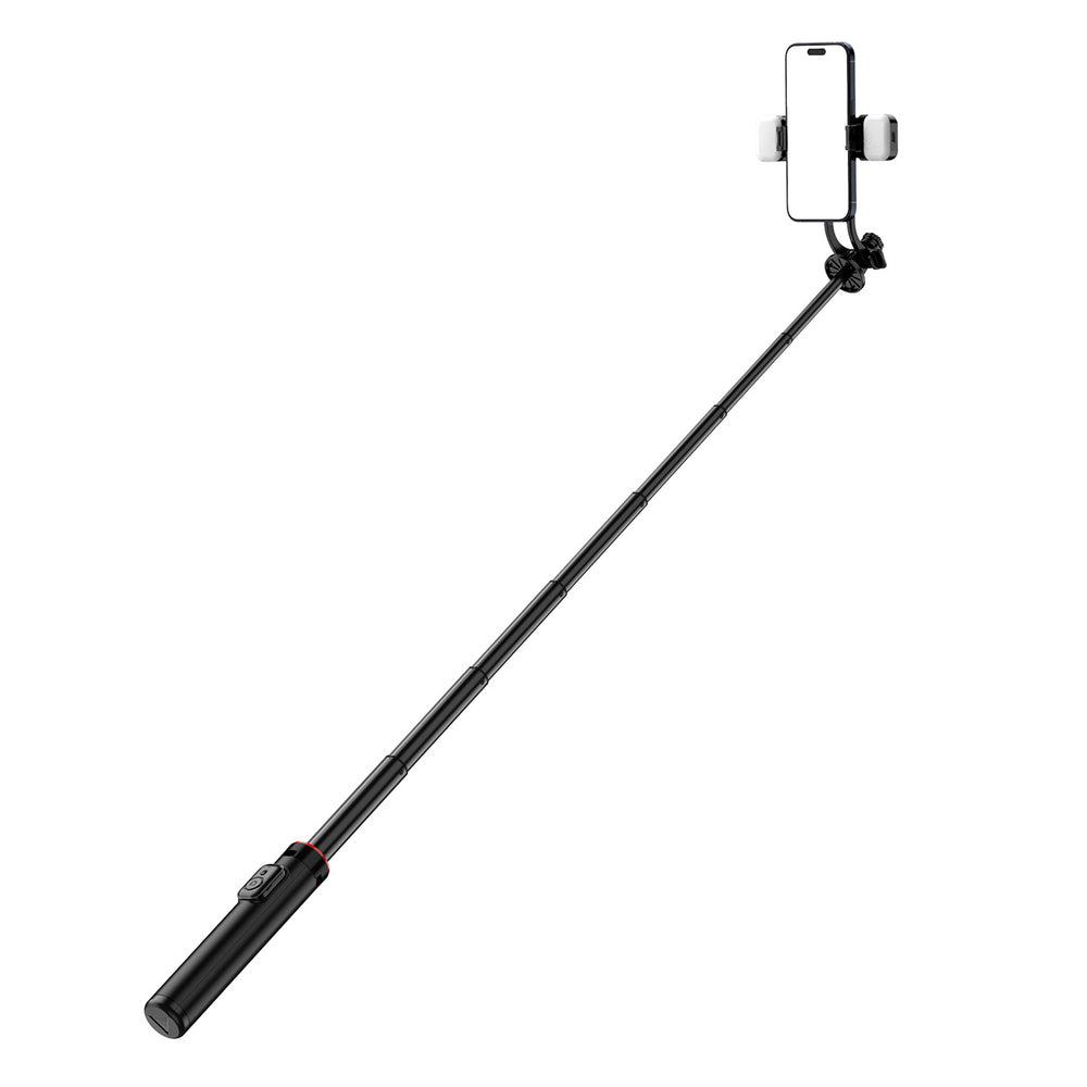 Selfie stick WC12YDS 1.3m aluminum alloy telescopic tripod with dual lamp and phone holder - black - OUTLET_0
