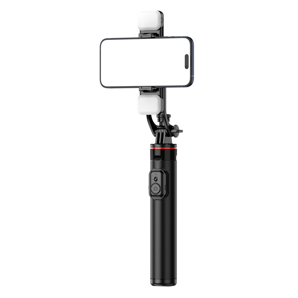 Selfie stick WC12YDS 1.3m aluminum alloy telescopic tripod with dual lamp and phone holder - black - OUTLET_8