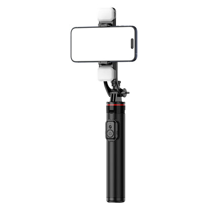 Selfie stick WC12YDS 1.3m aluminum alloy telescopic tripod with dual lamp and phone holder - black - OUTLET_8