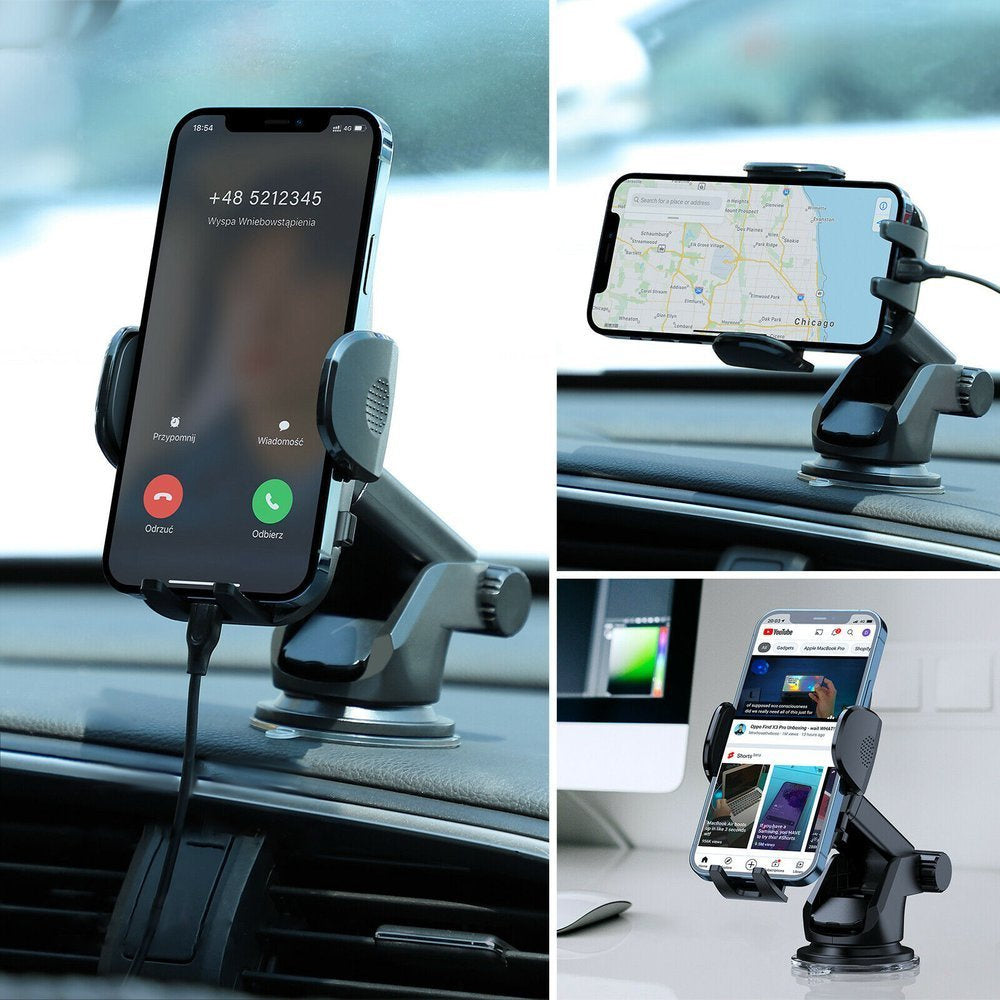 Joyroom car phone holder with telescopic extendable arm for dashboard and windshield black (JR-ZS259) - OUTLET_1