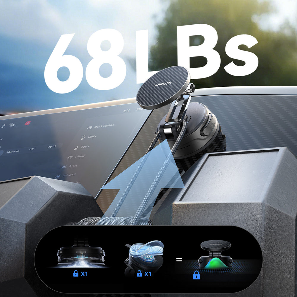 Joyroom JR-ZS51 magnetic car holder with suction cup for windshield or dashboard - black - OUTLET_8