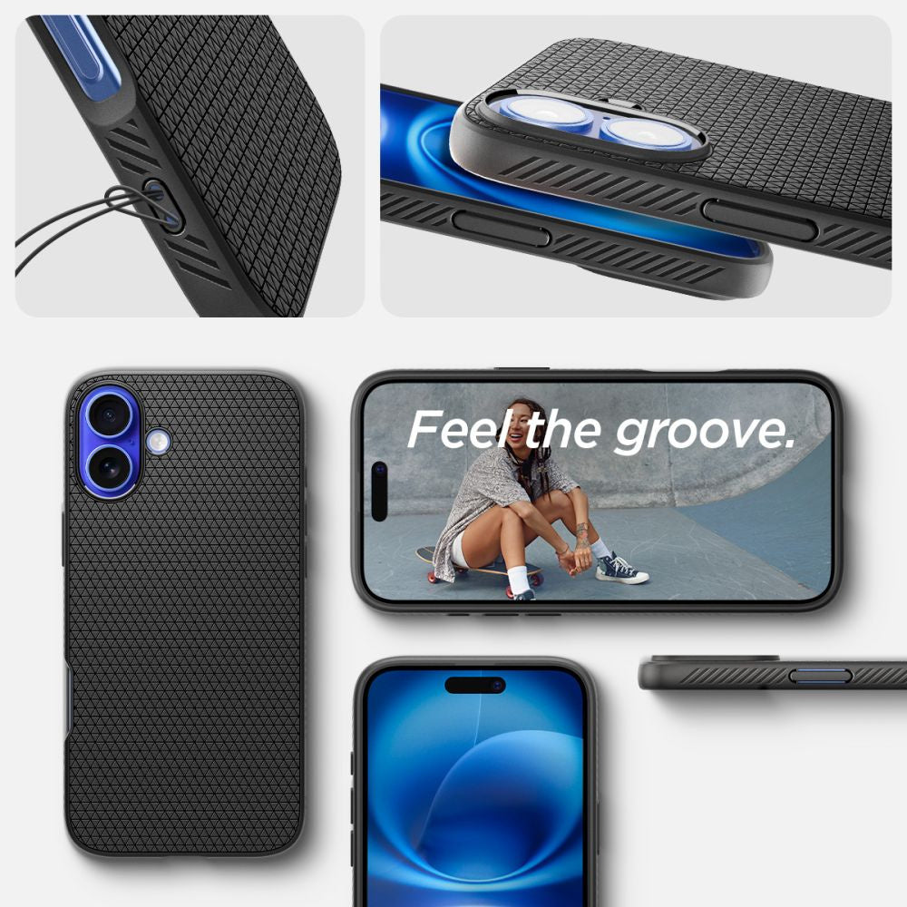 Spigen Liquid Air Case for iPhone 16 Plus - Black - OUTLET_14