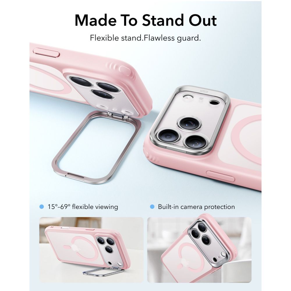 ESR Classic Hybrid Kickstand MagSafe Case for iPhone 18 Pro / 17 Pro - Matte Pink_2