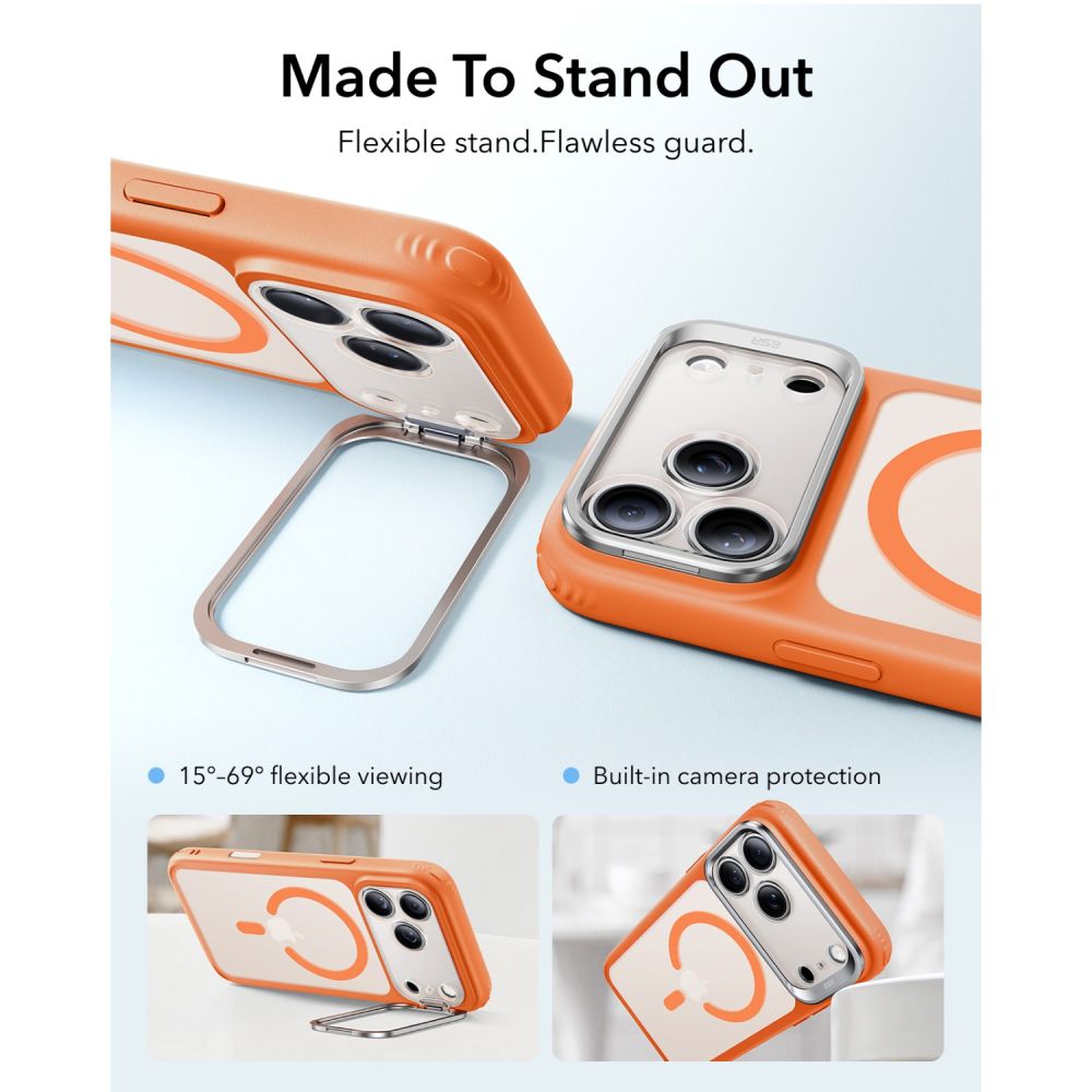 ESR Classic Hybrid Kickstand MagSafe Case for iPhone 18 Pro / 17 Pro - Matte Orange_2