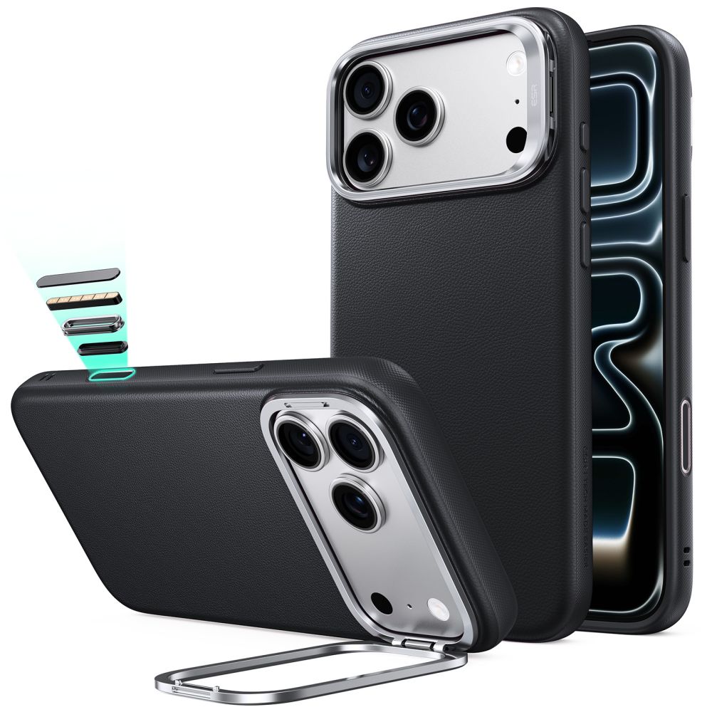 ESR Leather Kickstand MagSafe Case for iPhone 18 Pro / 17 Pro - Black_0