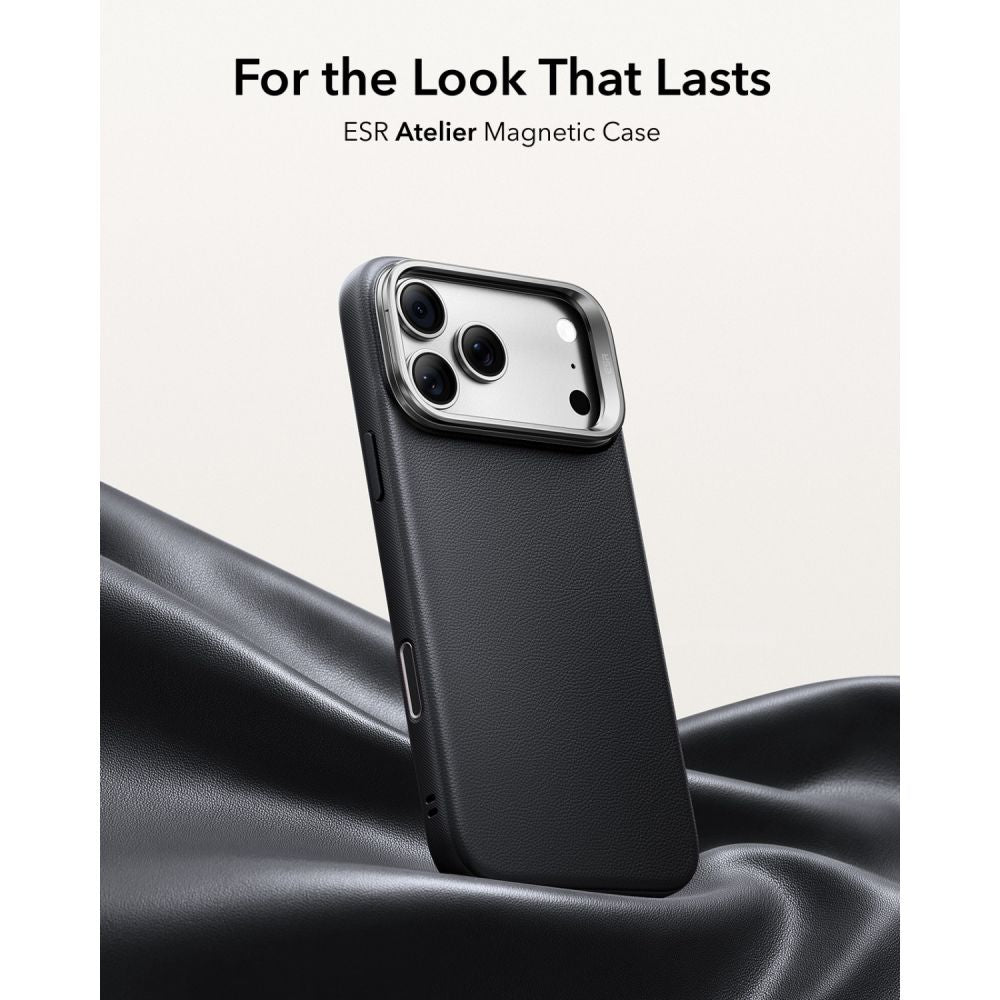 ESR Leather Kickstand MagSafe Case for iPhone 18 Pro / 17 Pro - Black_1