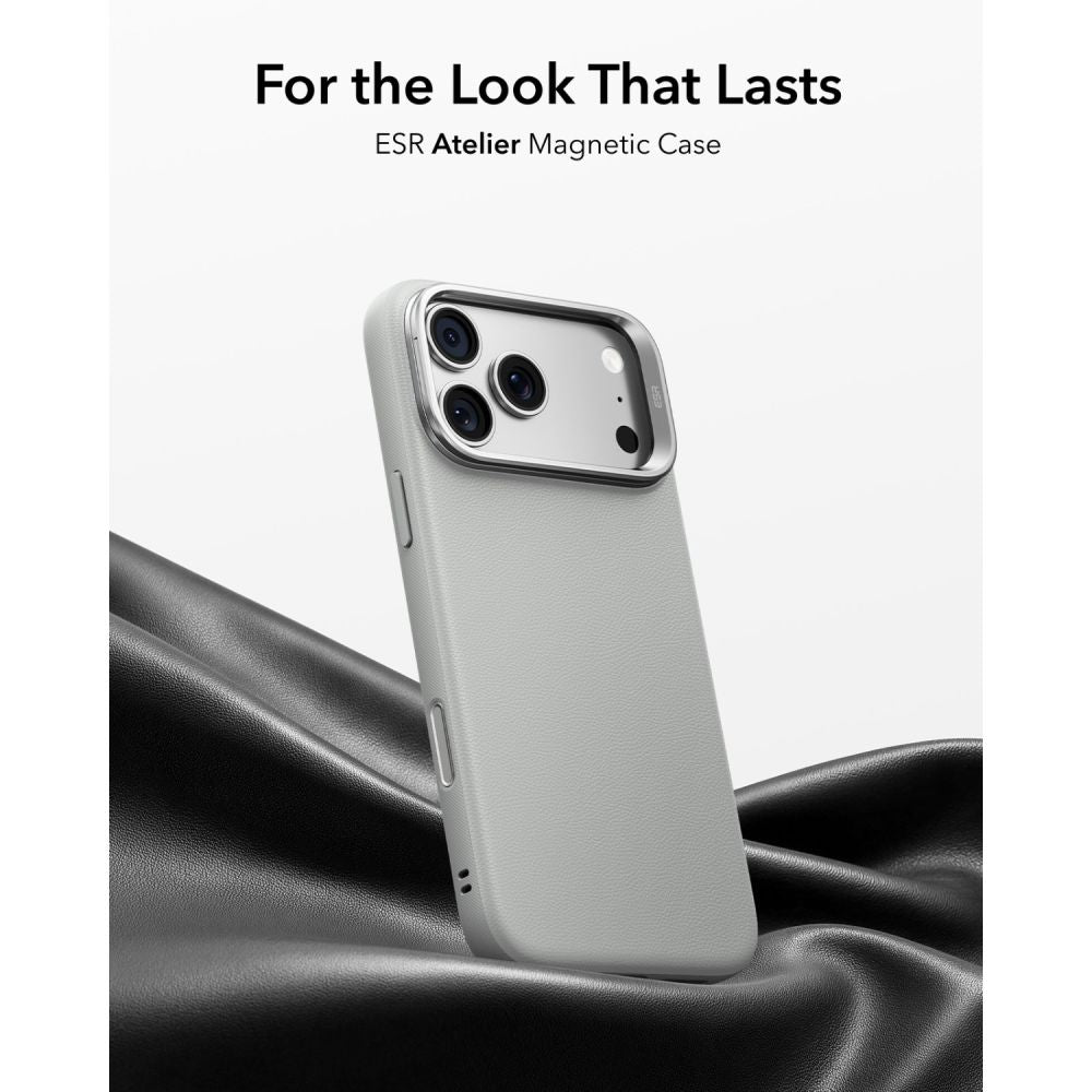 ESR Leather Kickstand MagSafe Case for iPhone 18 Pro Max / 17 Pro Max - Gray_1