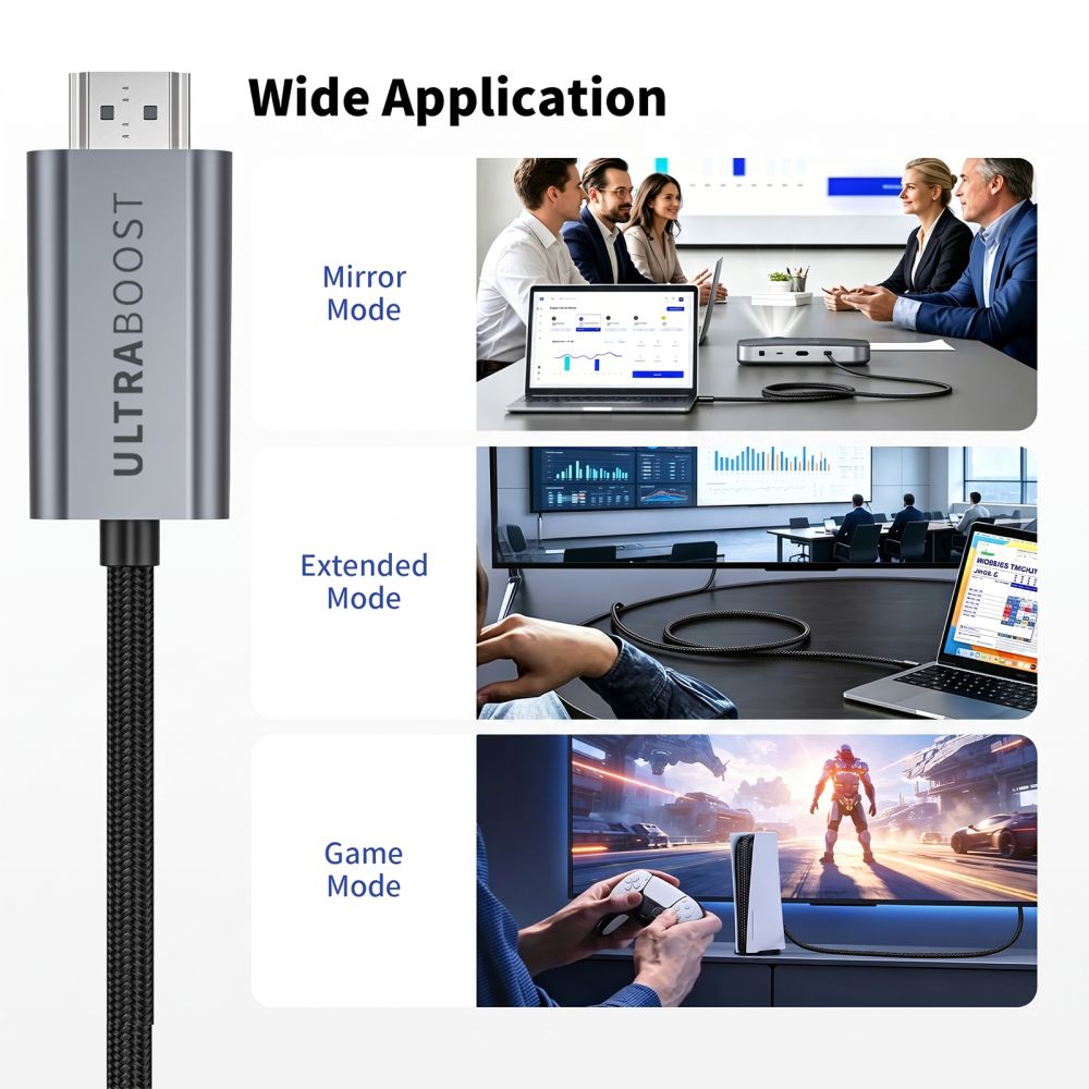 Tech-Protect UltraBoost USB-C HDMI 2.1 60HZ Video Cable 300 cm - Gray_5