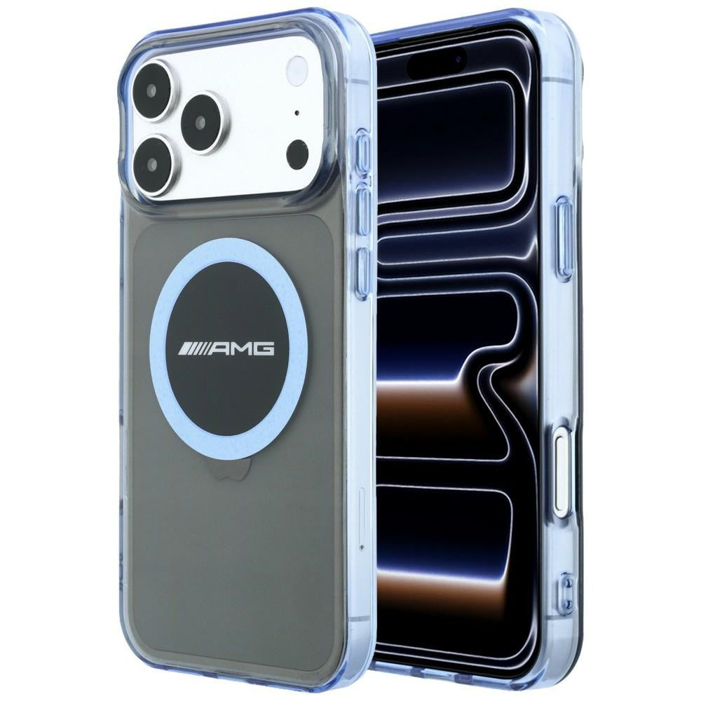 Mercedes AMG IML Transparent Bicolor Block MagSafe Case for iPhone 18 Pro Max / 17 Pro Max - Black and Blue_0