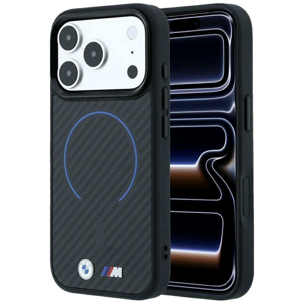 BMW M Kevlar Blue Print Ring Metal Logo MagSafe Case for iPhone 18 Pro Max / 17 Pro Max - Black_0