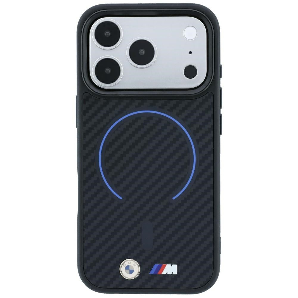 BMW M Kevlar Blue Print Ring Metal Logo MagSafe Case for iPhone 18 Pro Max / 17 Pro Max - Black_2