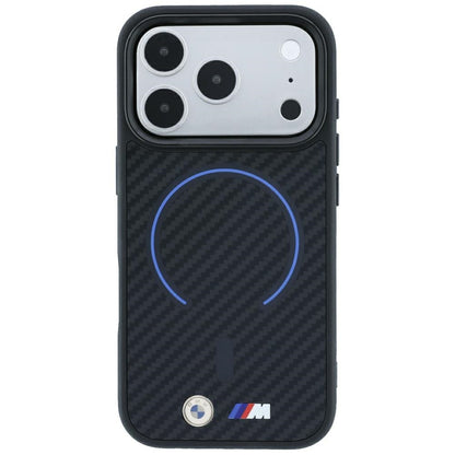 BMW M Kevlar Blue Print Ring Metal Logo MagSafe Case for iPhone 18 Pro Max / 17 Pro Max - Black_2