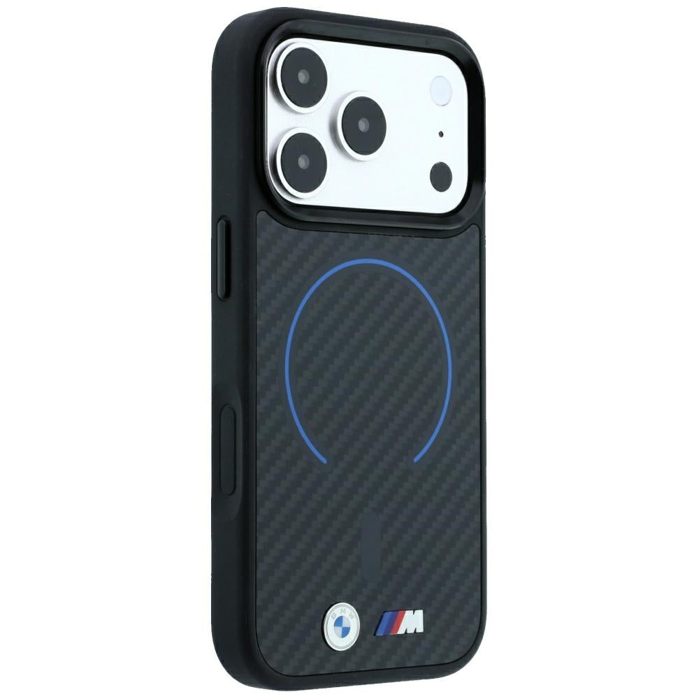BMW M Kevlar Blue Print Ring Metal Logo MagSafe Case for iPhone 18 Pro Max / 17 Pro Max - Black_3