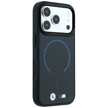 BMW M Kevlar Blue Print Ring Metal Logo MagSafe Case for iPhone 18 Pro Max / 17 Pro Max - Black_3
