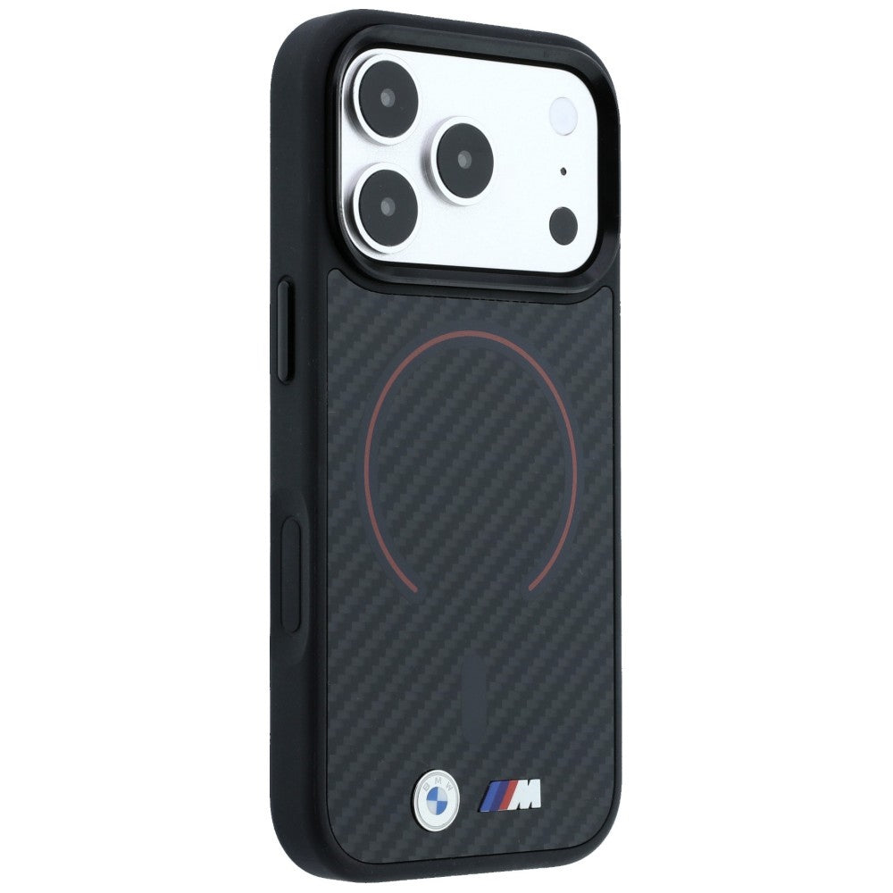 BMW M Kevlar Red Print Ring Metal Logo MagSafe Case for iPhone 18 Pro / 17 Pro - Black_3