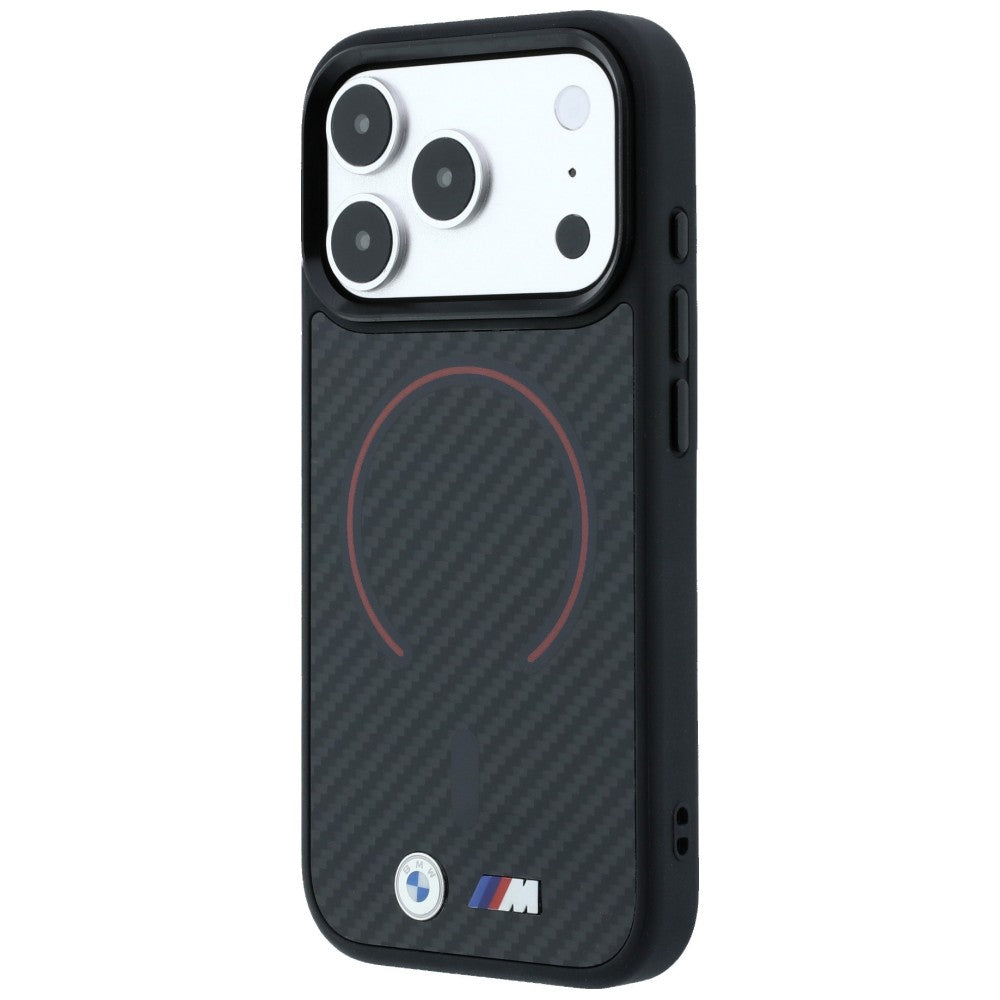 BMW M Kevlar Red Print Ring Metal Logo MagSafe Case for iPhone 18 Pro Max / 17 Pro Max - Black_1