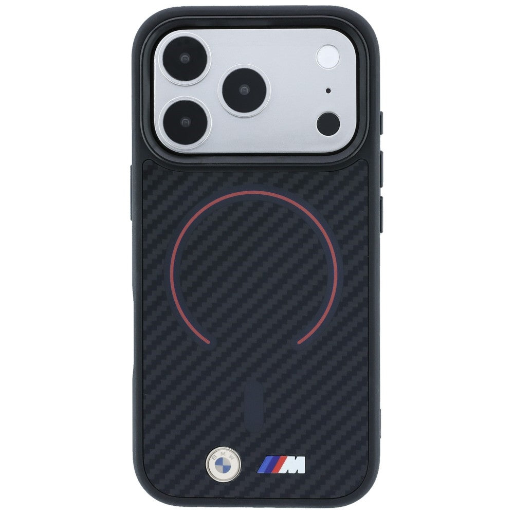 BMW M Kevlar Red Print Ring Metal Logo MagSafe Case for iPhone 18 Pro Max / 17 Pro Max - Black_2