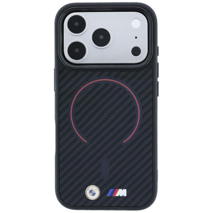 BMW M Kevlar Red Print Ring Metal Logo MagSafe Case for iPhone 18 Pro Max / 17 Pro Max - Black_2