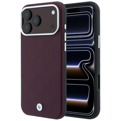 BMW Sign Deboss Quilted Metal Logo MagSafe Case for iPhone 18 Pro / 17 Pro - Burgundy_0