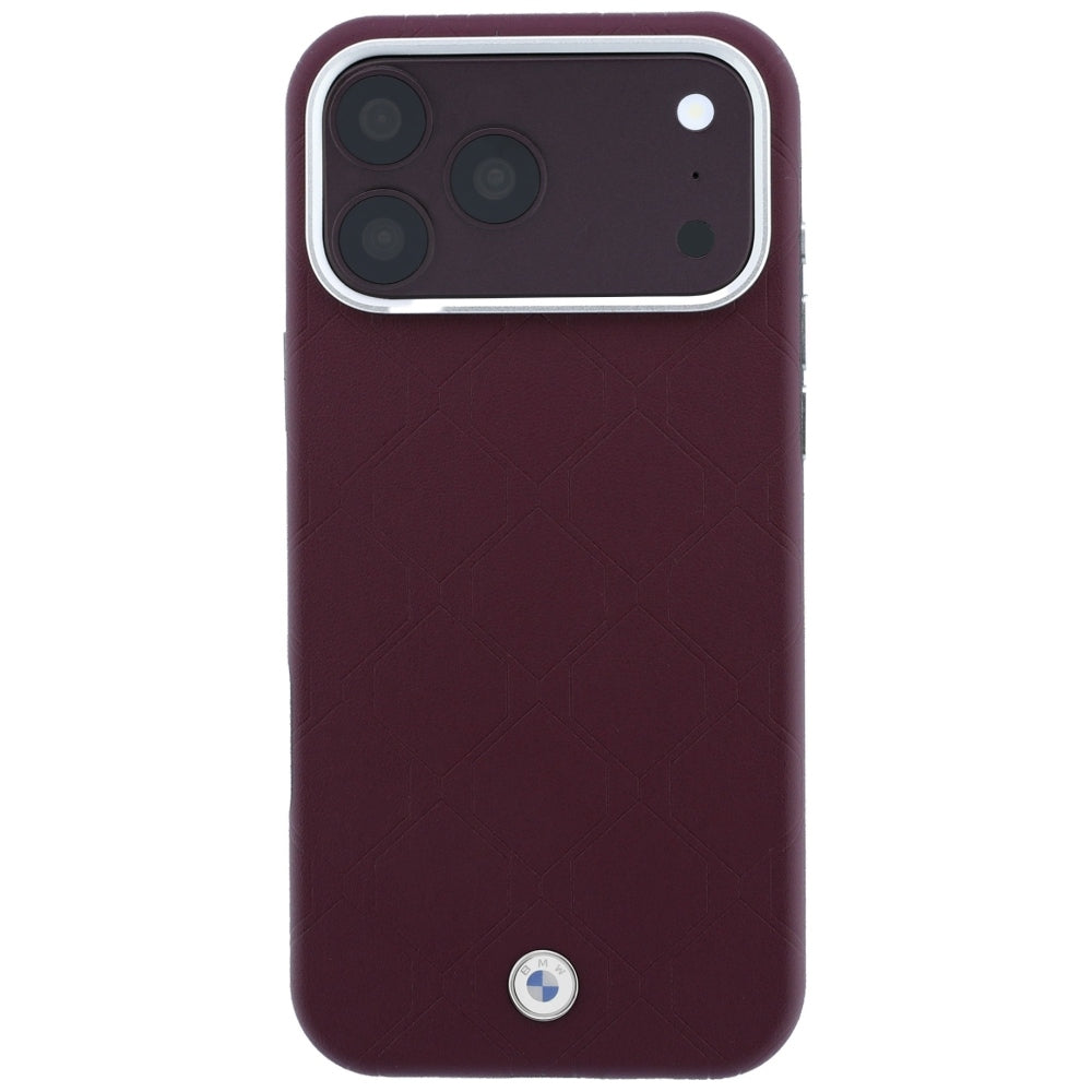 BMW Sign Deboss Quilted Metal Logo MagSafe Case for iPhone 18 Pro / 17 Pro - Burgundy_2